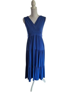 Diane Von Furstenberg Deep Violet Sleeveless V-Neck Tiered Maxi Dress